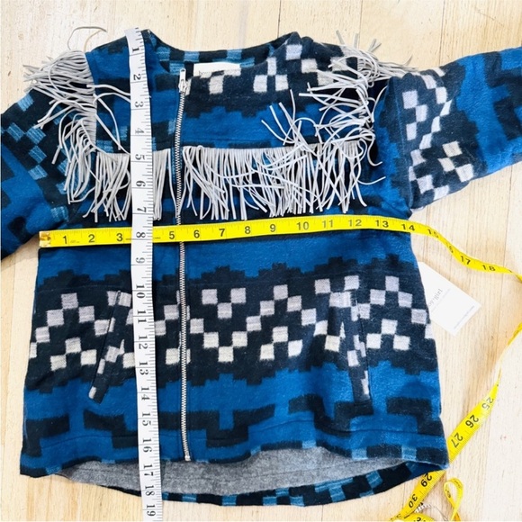Boy + Girl 100% Cotton Blue Patterned Kids Jacket with Fringe NWT - Picture 10 of 11